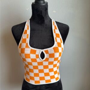 Cotton Candy La Orange and White Halter Top